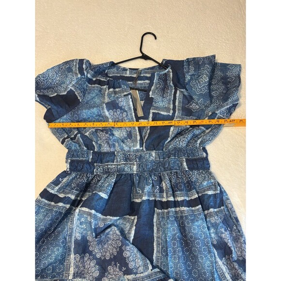 Anthropologie The Somerset  Summer Maxi Dress 100% cotton Blue Sz Lg NWT - Picture 5 of 7